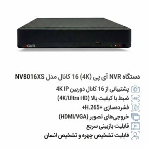 دستگاه NVR  آی پی (4K) 16 کانال مدل NV8016XS