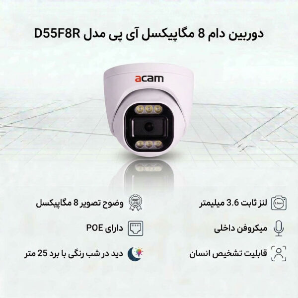 دوربین دام 8 مگاپیکسل آی پی مدل D55F8R
