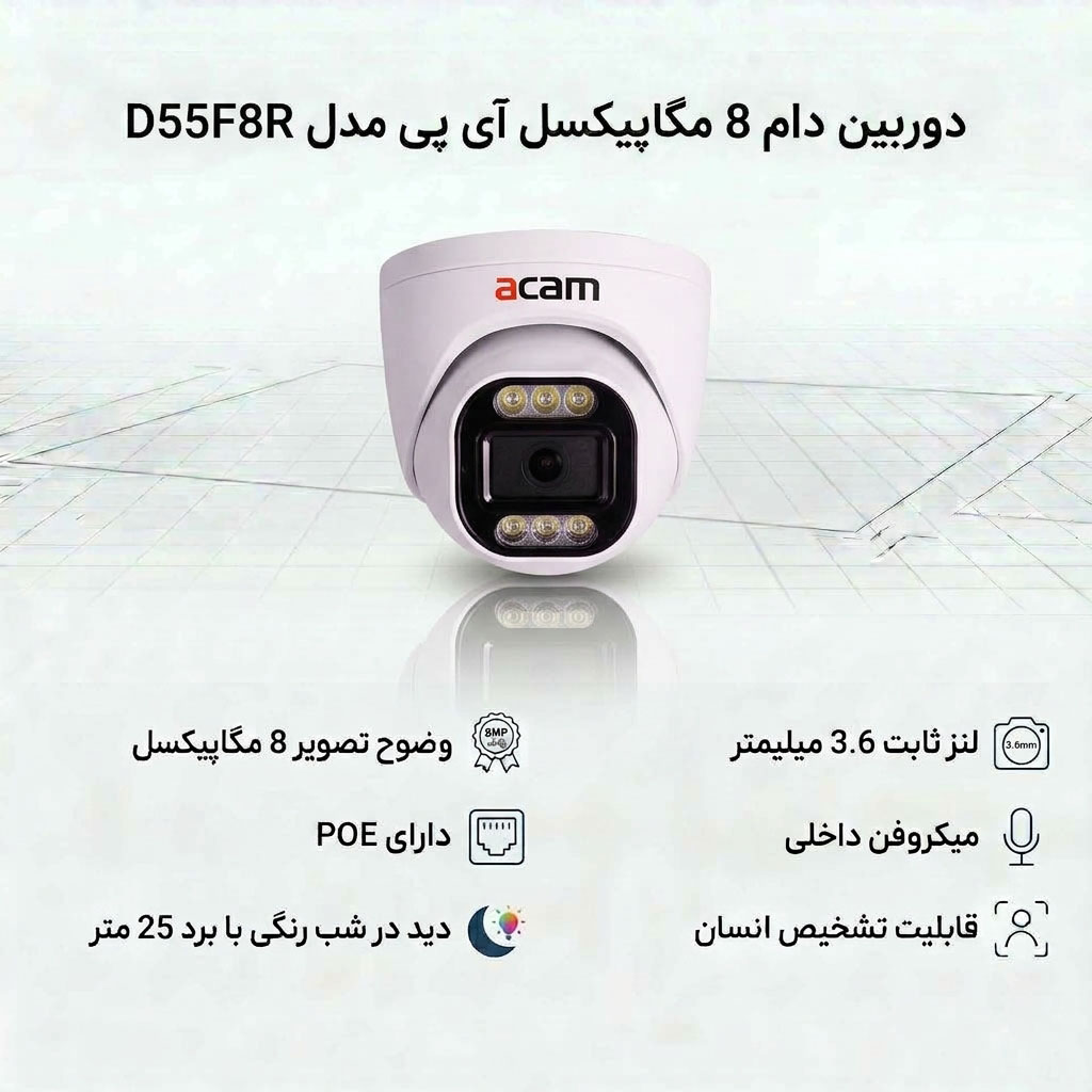 دوربین دام 8 مگاپیکسل آی پی مدل D55F8R